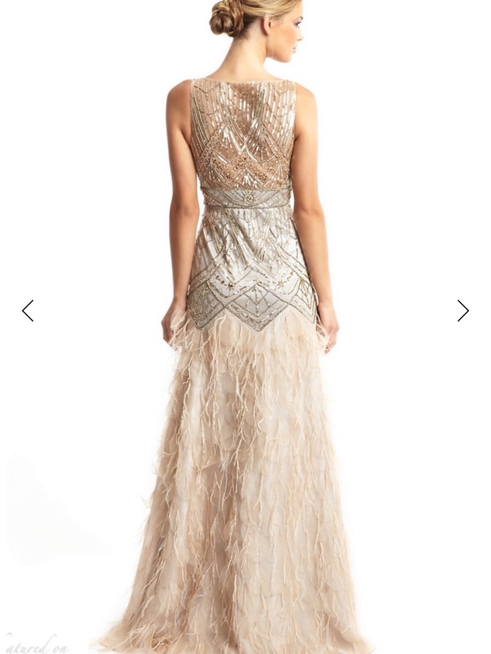Sue Wong Art Deco Beaded Feather Flapper Wedding Gown Gatsby Dress Sz 6 **READ** - Picture 12 of 13